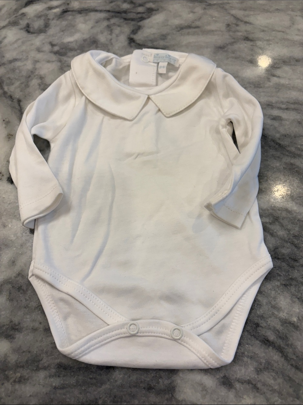 Kissy Kissy White Peter Pan Collar Long Sleeve Bodysuit